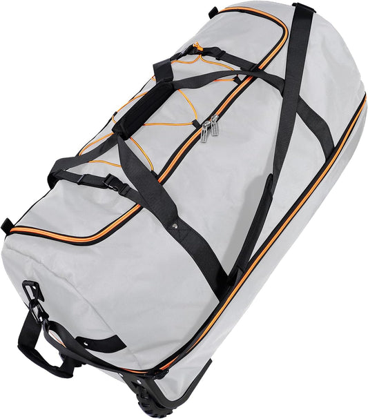110L Expandable to 140L 32” Foldable Oxford Soft-Sided Rolling Duffle Bag with 2 Heavy-Duty Wheels,3 Large Compartments,Adjustable Shoulder Strap and Attached Organizer Pouch,Grey