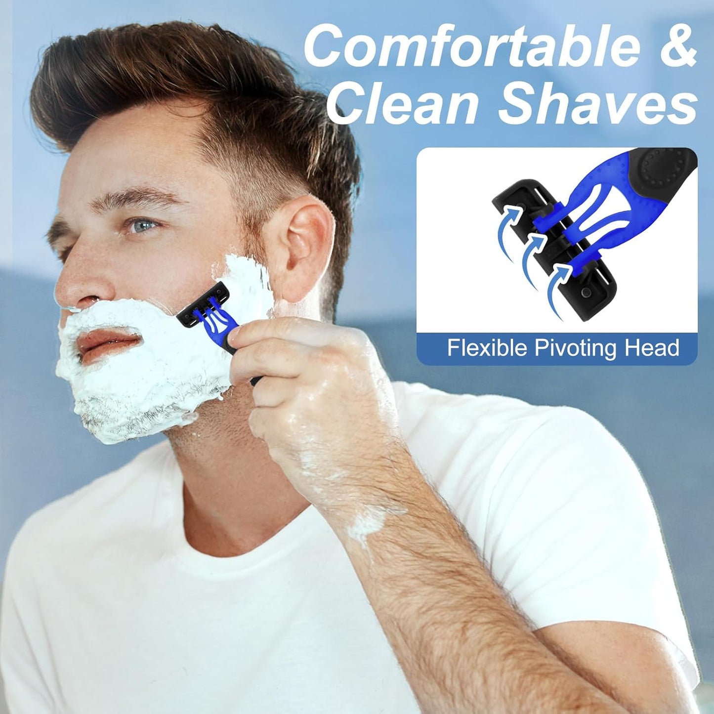 15 Pcs Sensitive Men's Disposable Razors Bulk 5-Blade Disposable Head Razor for Sensitive Skin for Hotels, Travel, Business Trips, Gyms, SPA, Donations, Gifts, Etc.