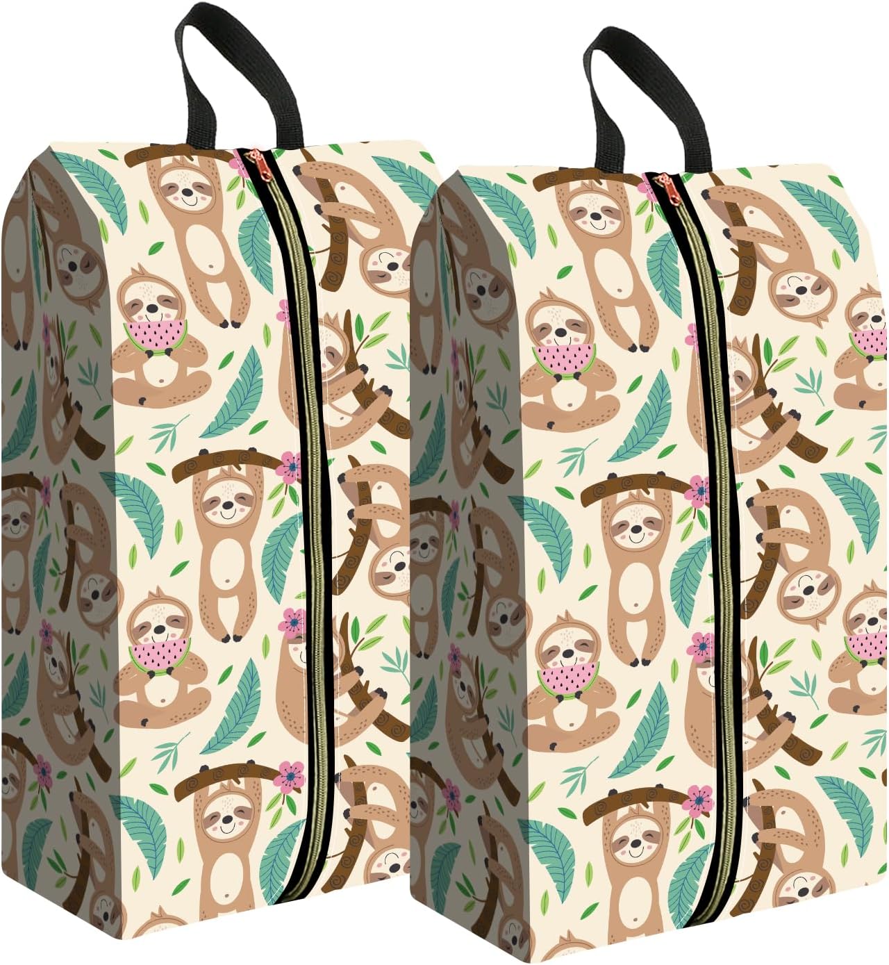 2pcs Shoe Organizer for Travel, Packing Shoe Travel Bags, Cute Shoe Bag with Zipper & Handle, Portable Travel Essentials for Women and Men Cute Sloth