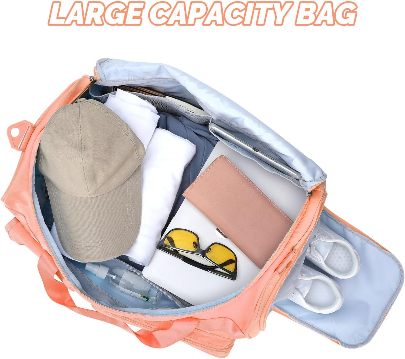 MAXTOP Gym Bag for Women Men Travel Duffle Bag Large Capacity Carry On Weekender Overnight Bag With Shoe Compartment Gym Tote Dry Wet Separation Duffel Bag for Travel