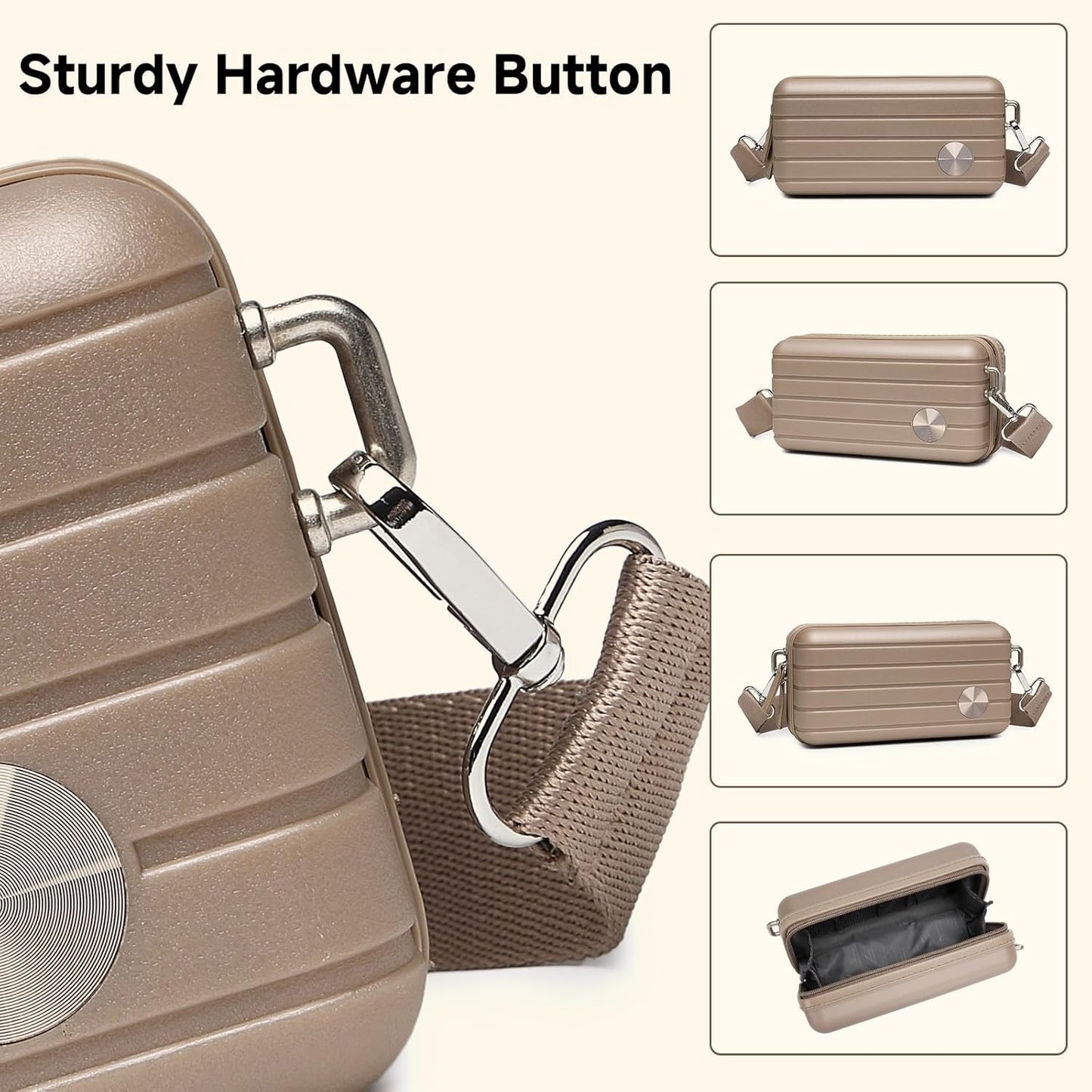 Somago Hard Shell Suitcase Handbag with Adjustable Strap Mini Cosmetic Handbag Cell Phone Purse Bag for 6.9" Shoulder Bag(Noble Golden)