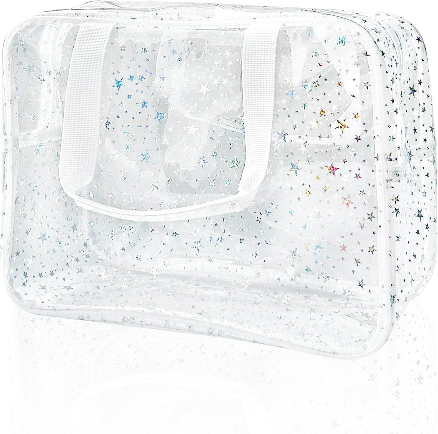 ONEART Waterproof PVC Cosmetic Bag - Clear Makeup Pouch for Travel Toiletry Organizer - Wrinkle-Resistant & Lightweight (1-Pack) (White)