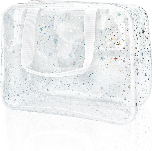 ONEART Waterproof PVC Cosmetic Bag - Clear Makeup Pouch for Travel Toiletry Organizer - Wrinkle-Resistant & Lightweight (1-Pack) (White)