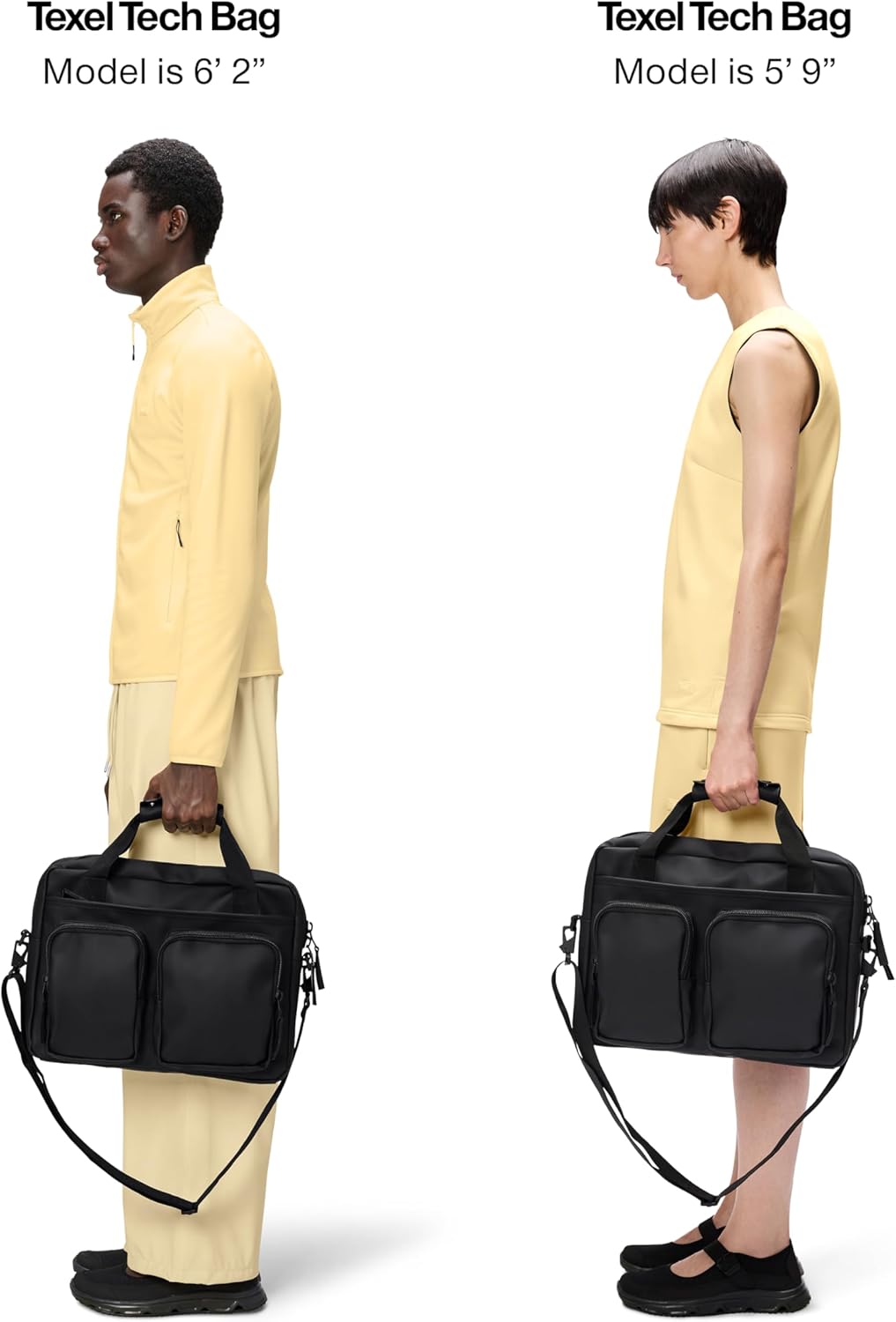 RAINS Texel Tech Bag - Black Waterproof Water Resistant Water Repellent Laptop Bag Unisex Commuter Travel Case 15" Computer Sleeve Tech Organizer - 2 Year Warranty