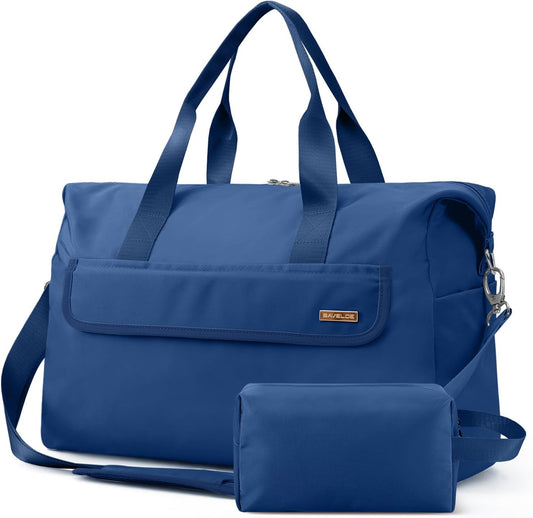 18x14x8 Personal Item Bag with Wet Pocket & Toiletry Bag, Travel Duffel Bag for Gym Underseat Weekender Carry On Luggage for Women Men (Navy Blue)