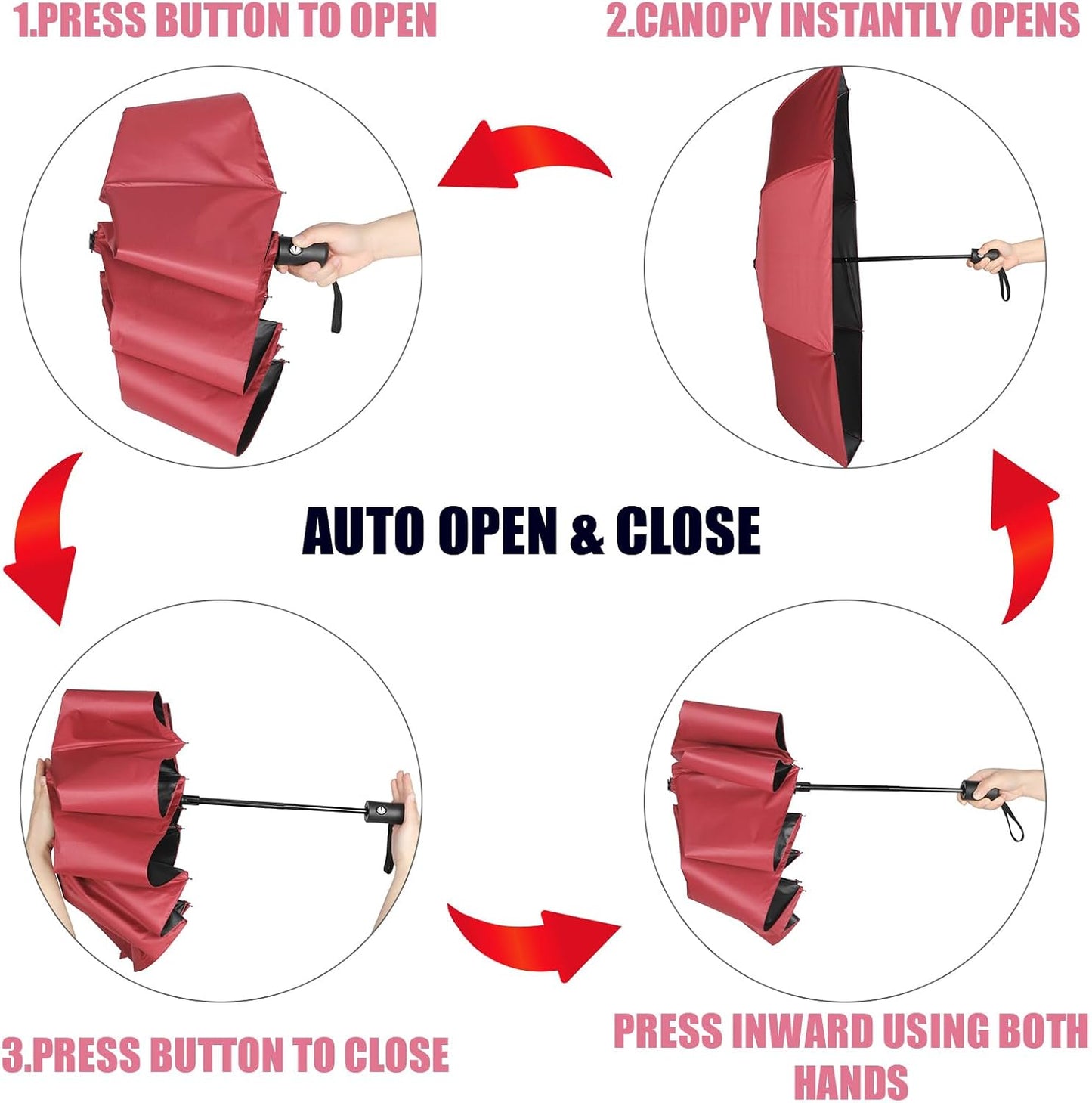 Kajaia 9 Pack Compact Umbrellas Bulk Folding Automatic Windproof Waterproof Umbrellas for Backpack Purse Car Women Men