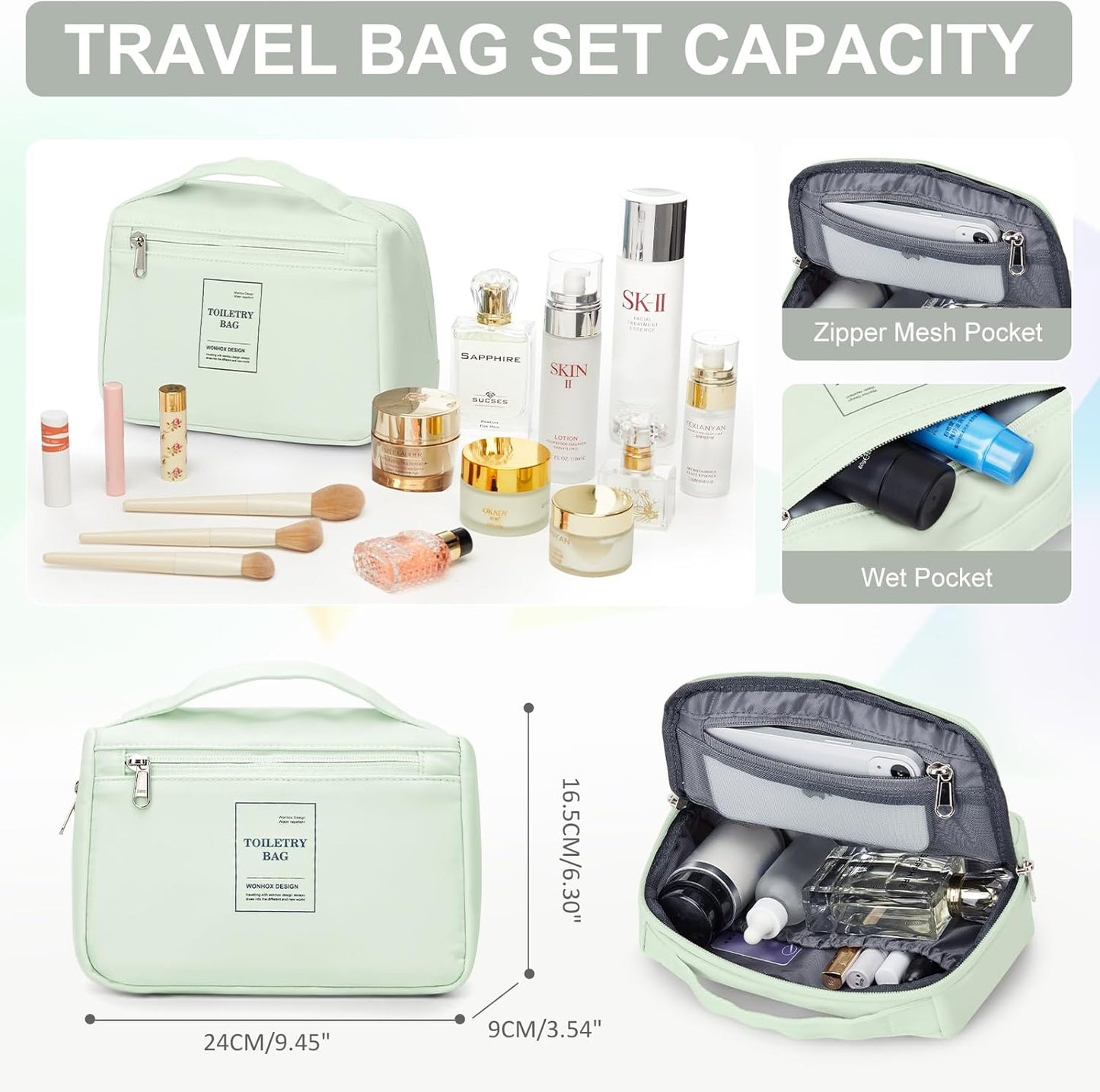 Gym Bag for Women with Shoes Compartment Small Duffel Bag Sport bag with Toiletry Bag Overnight Travel Tote Bags Weekender Carry on Bag Personal Item Bags for Airlines Mint Green