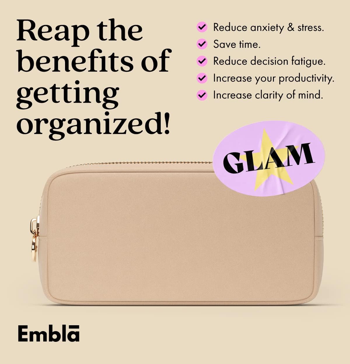 Makeup Bag Travel Cosmetics Pouch and Toiletry Bag, Nylon Zipper Pouch Purse, Cute Make Up Organizer Storage Tote for Women Girls, Waterproof Travel Skincare Case, Small Makeup Bags, Sand