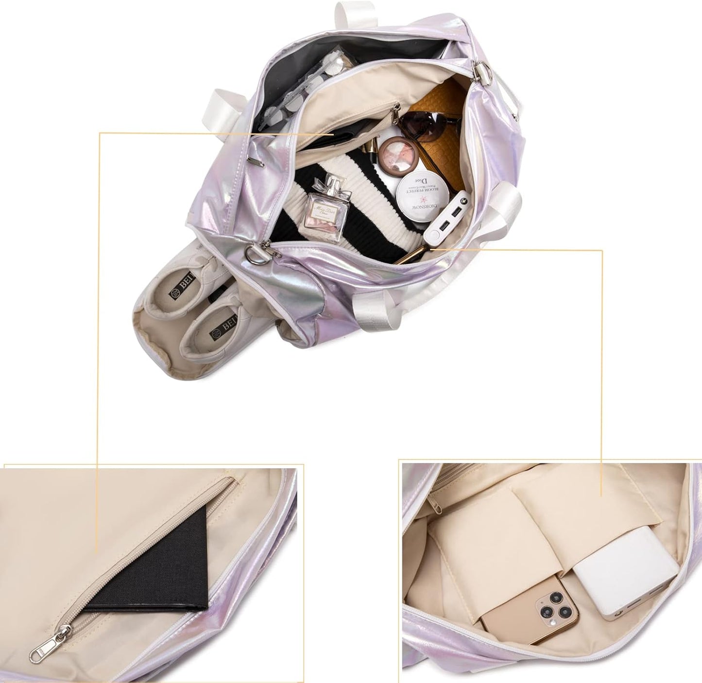 KARRESLY Sports Gym Bag for Women or Men Travel Duffel Bag with Wet Pocket and Shoes Compartment for Training Swim Yoga(2-Gradient color-Purple) free size