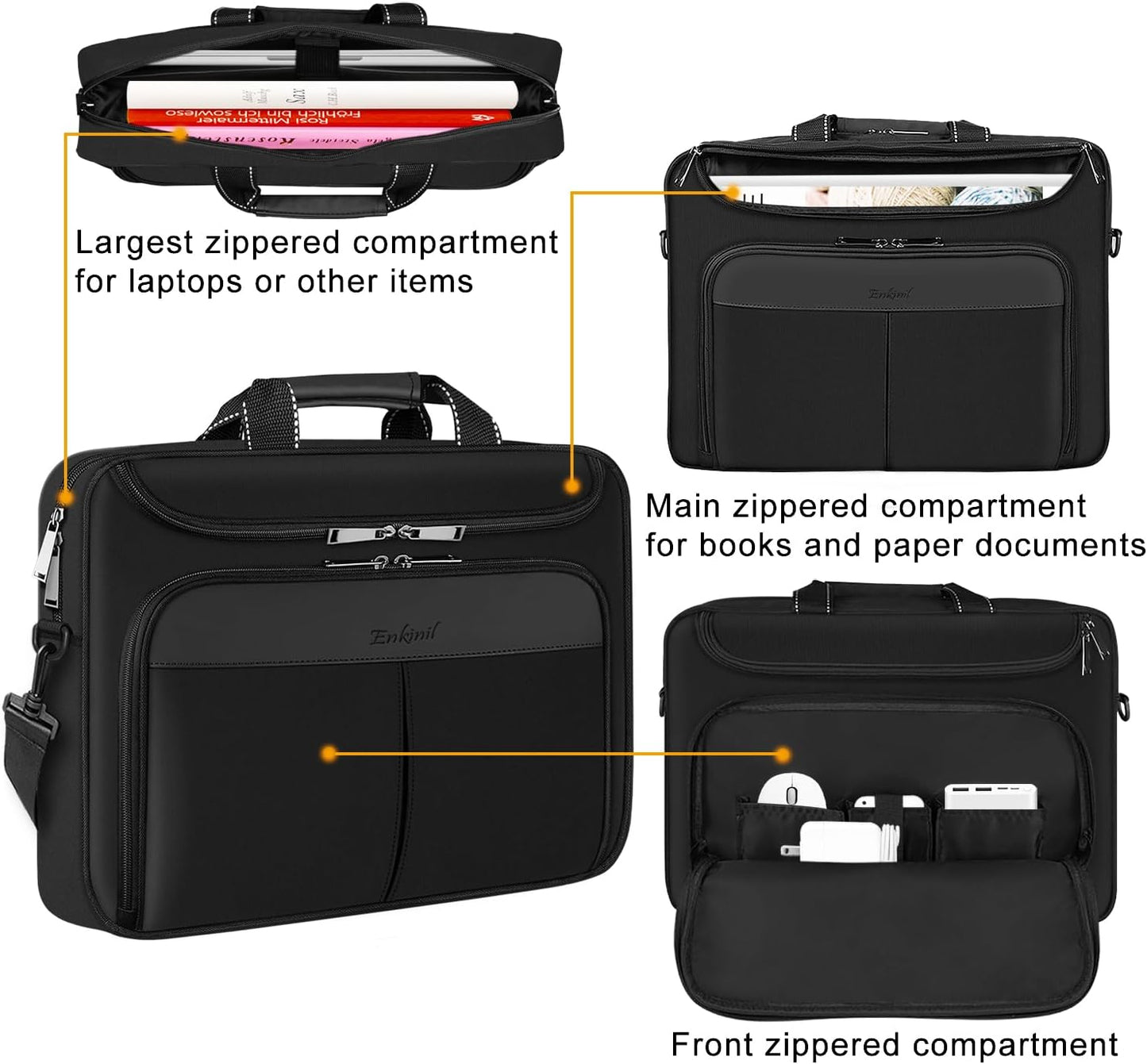 15.6-16.2 inch Waterproof Protective Laptop Messenger Briefcase with Adjustable Shoulder Strap Men Women Travel/Business Bag Compatible with Macbook Pro 16 inch A2141/A2485