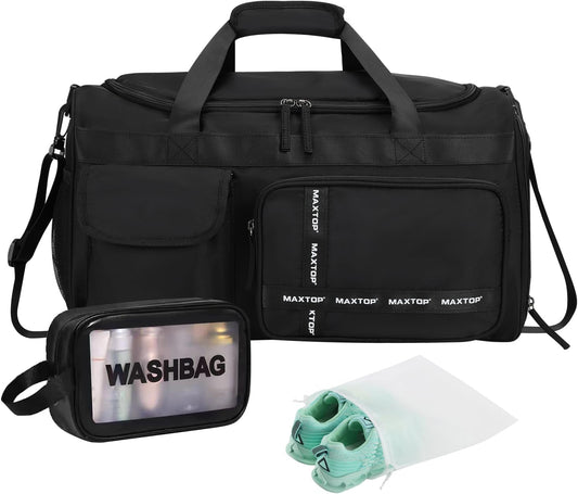 MAXTOP Gym Bag for Women Men Travel Duffle Bag Large Capacity Carry On Weekender Overnight Bag With Shoe Compartment Gym Tote Dry Wet Separation Duffel Bag for Travel