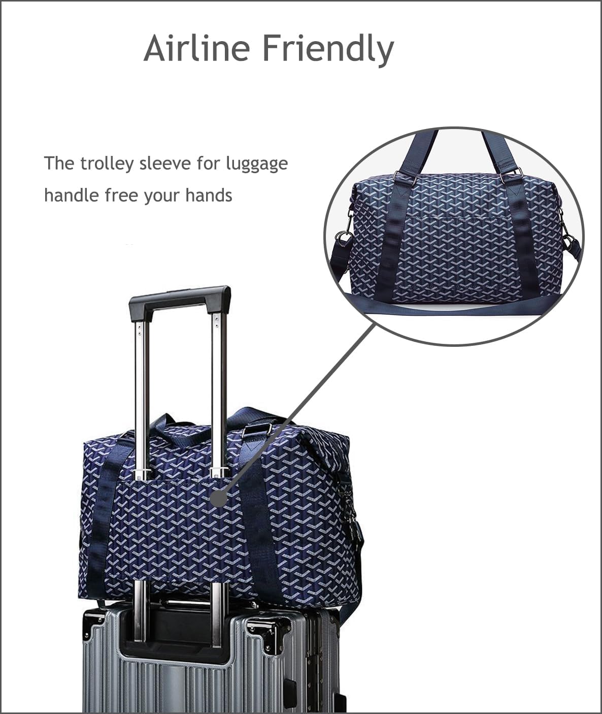 Sports Duffel Bag Travel Bag Weekender Bag Overnight Duffel Bag Gym Bag With Wet Pocket Navy blue