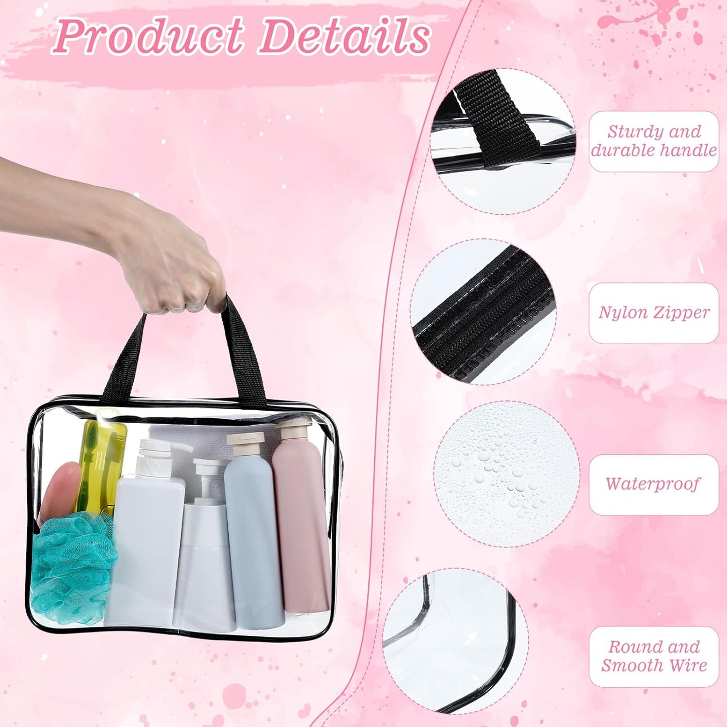 10 Pack Large Clear PVC Waterproof Storage Bags with Zipper Transparent Travel Organizer Cosmetics Books and Home Organization