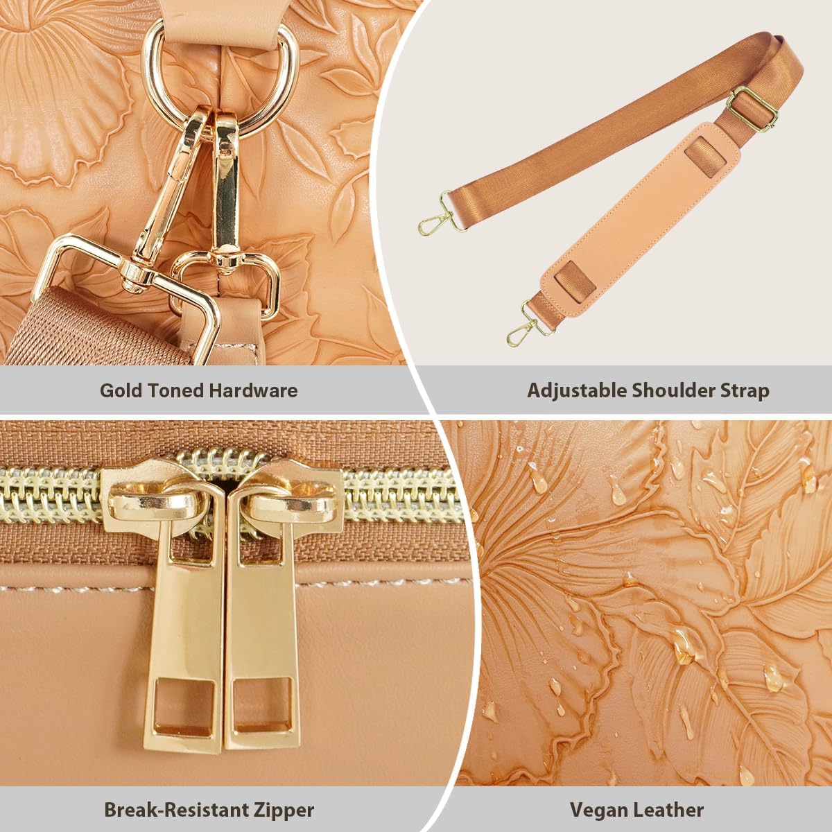 Leather Weekender Bags for Women, Travel Duffel Bag PU Overnight Bag Carry On Tote Bag with Shoe Compartment Wet Pocket