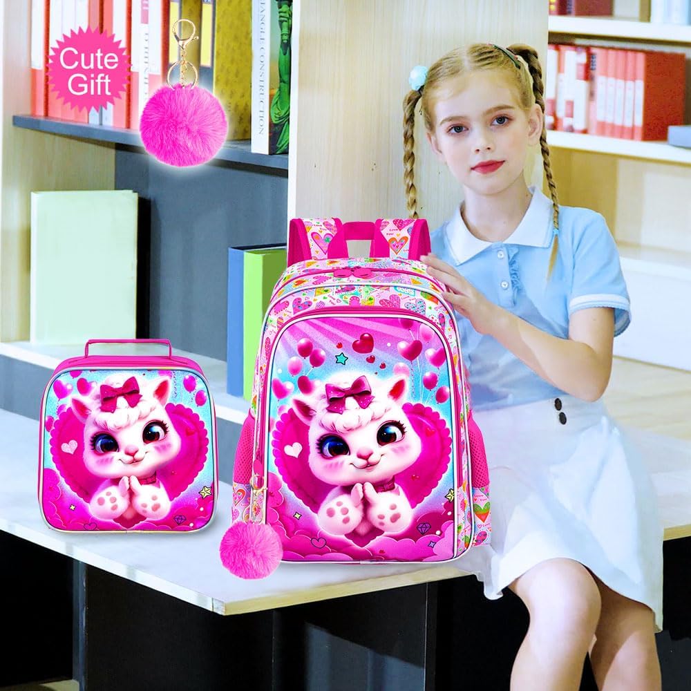 16" Backpack for Girls Boys 4-8, 3Pcs Kids Bookbag Set with Lunch Box, School Bag for Preschool Kindergarten