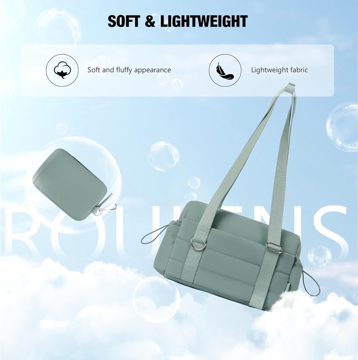 ROULENS Small Gym Bag for Women 2 Set Mini Gym Duffle Bag with Wet Compartment and Coin Wallet, Gym Tote Bag for Workout/Sport/Travel