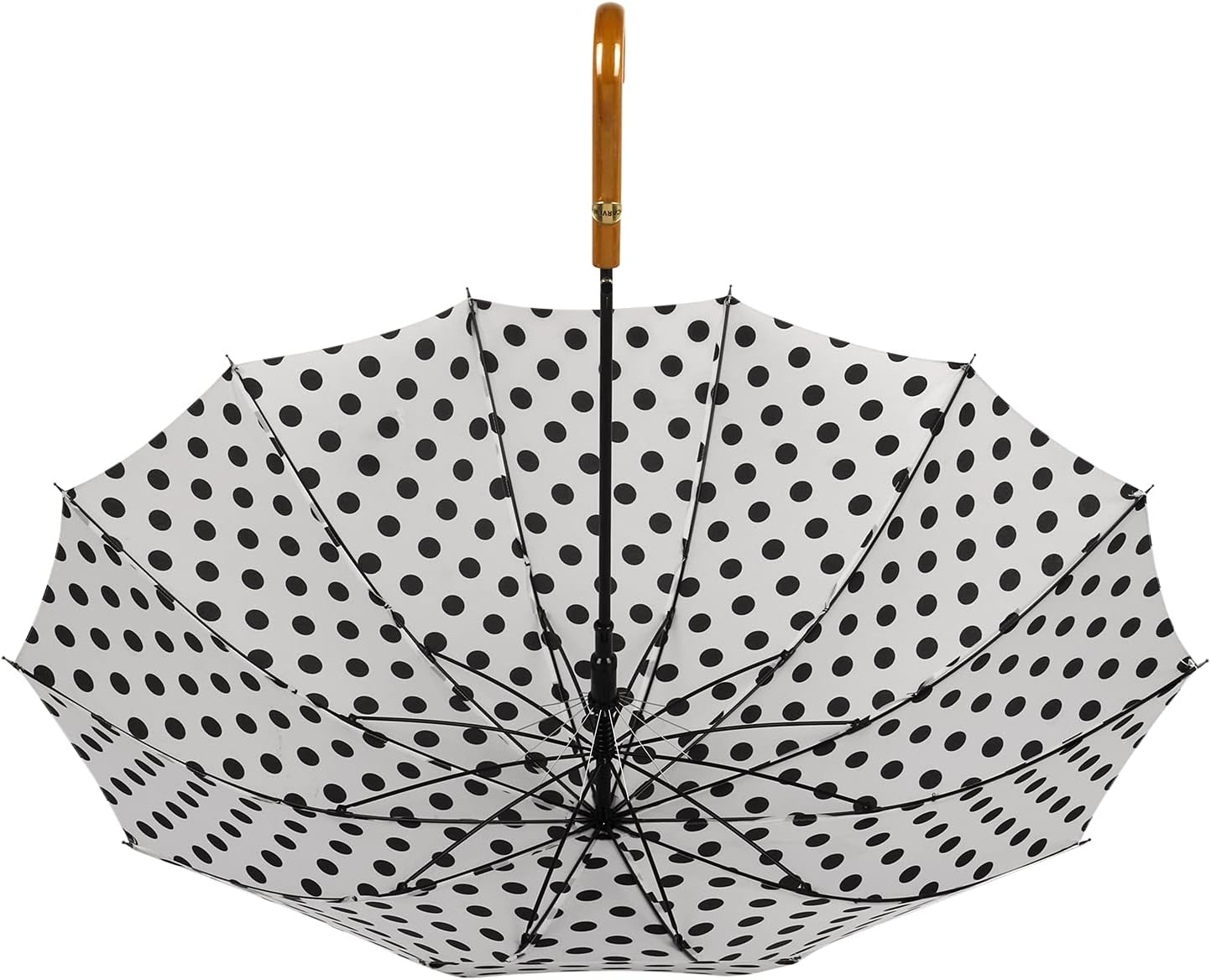 Agaric Classic Wooden Hook Handle J Stick Umbrella Auto Open Windproof Umbrella for Women (White)