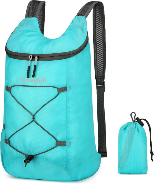 16L Lightweight Foldable Hiking-Backpack Small Packable-Daypack For Travel,Ultralight Water-Resistant Gym Bag Men Women Easy Carry-on (Lake Blue)