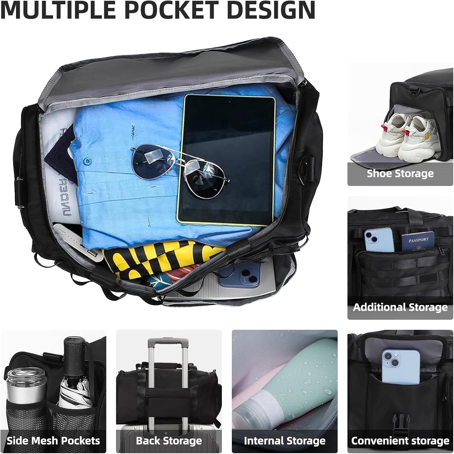 Gym Bag for Men & Women With Shoe Compartment, Convertible Duffle Bag & Gym Backpacks, Gym Bag for travel, Sports, Fitness & Workout