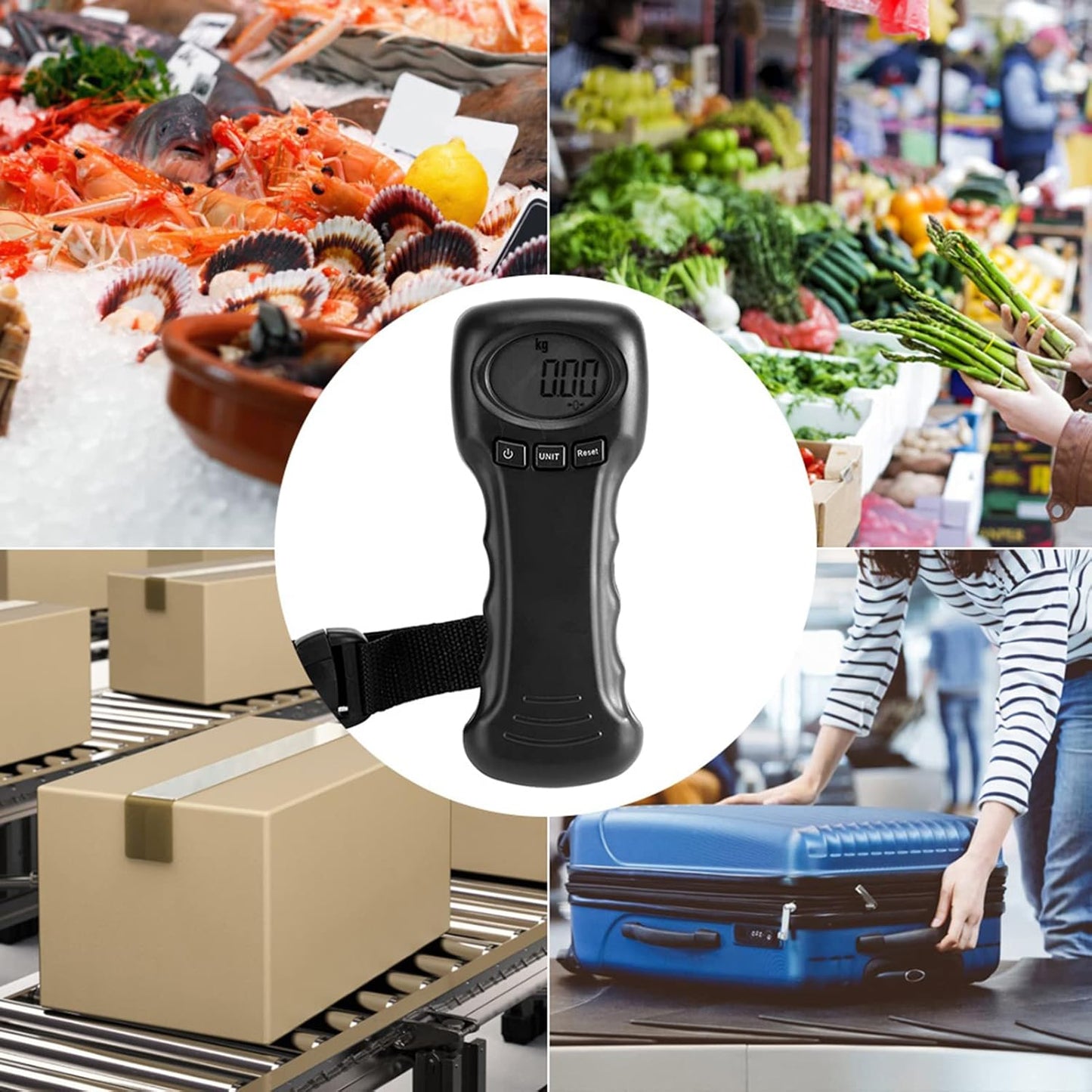 Luggage Scale, Portable Travel Digital Suitcase Weight Scale Hanging Handheld Scale with LCD Digital Display, 110 Pounds Capacity