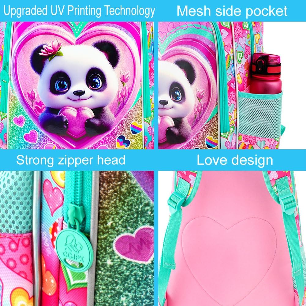 16" Backpack for Girls Boys 4-8, 3Pcs Kids Bookbag Set with Lunch Box, School Bag for Preschool Kindergarten