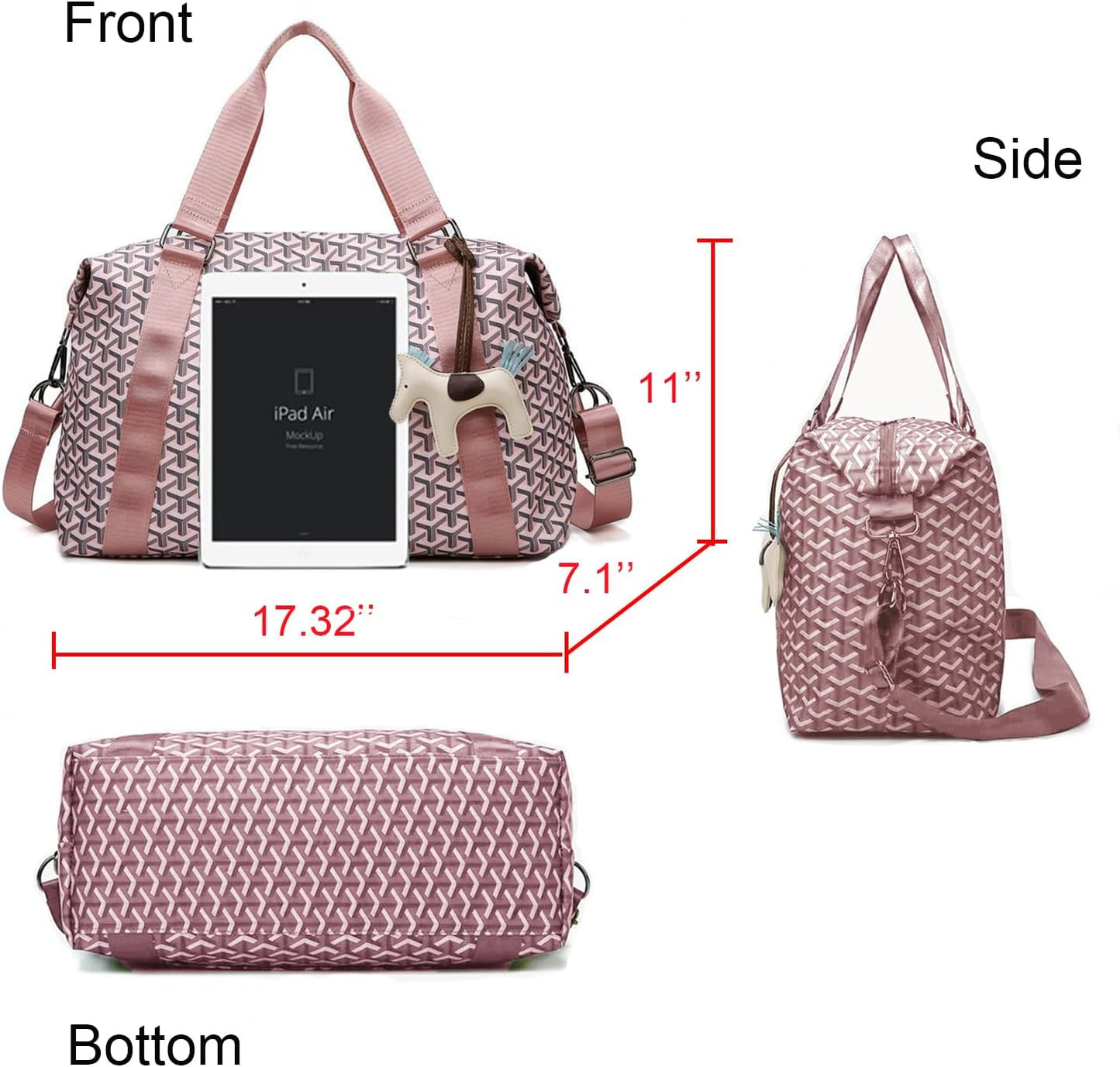 Sports Duffel Bag Travel Bag Weekender Bag Overnight Duffel Bag Gym Bag With Wet Pocket Pink