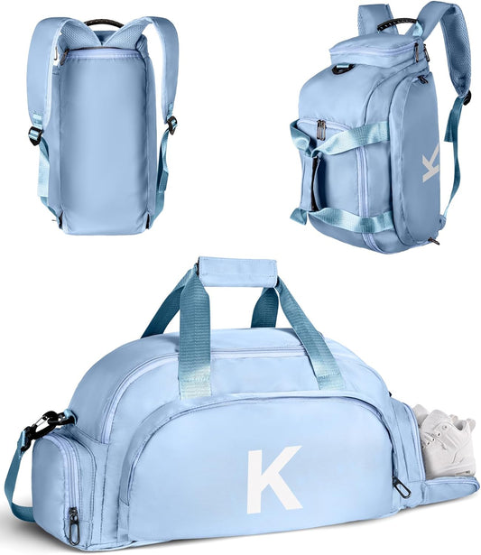 7 8 9 10 11 12 13 14 15 16 Year Old Girl Birthday Gifts, Initial Gym Bags with Shoe Compartment, Dance Bag for Girls, Monogram Kid Overnight Bags, Small Travel Duffle Tote (Letter K)