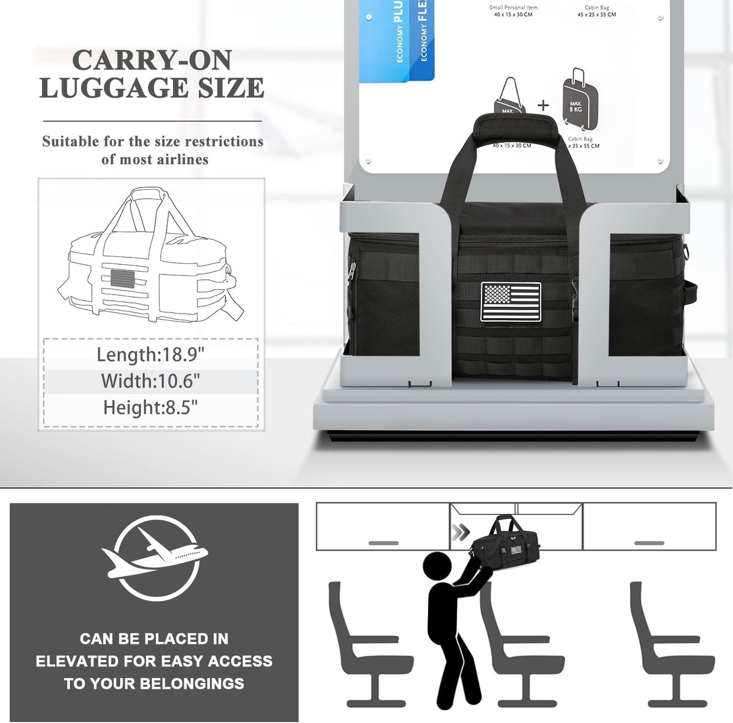 ETRONIK Gym Bags for Men Women, Tactical Duffle Bag Backpack with Shoe Compartment, 3 in 1 Carry on Travel Backpack with Wet Pocket, Weekender Overnight Range Bag for Workout Football Gym, Black