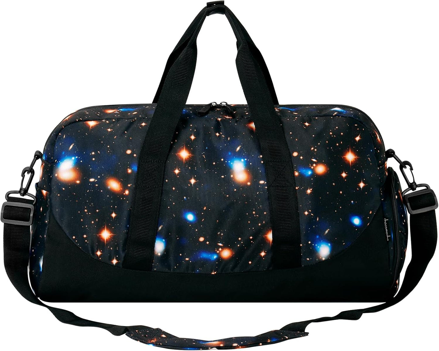 Choco Mocha Kids Galaxy Duffle Bag - Boys Travel & Overnight Bag - Toddler Weekender - Black