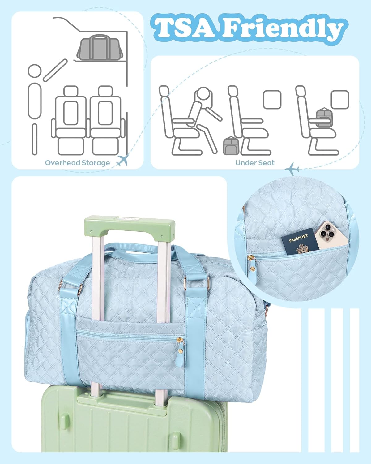 Initial Duffle Bag Women Girls Gift: Personalized Travel Gym bags, Dance Cheer bag Sports for Girl, Kid Gymnastics Bags, Birthday Gifts for Women Girls Kids Teens Mom Teacher