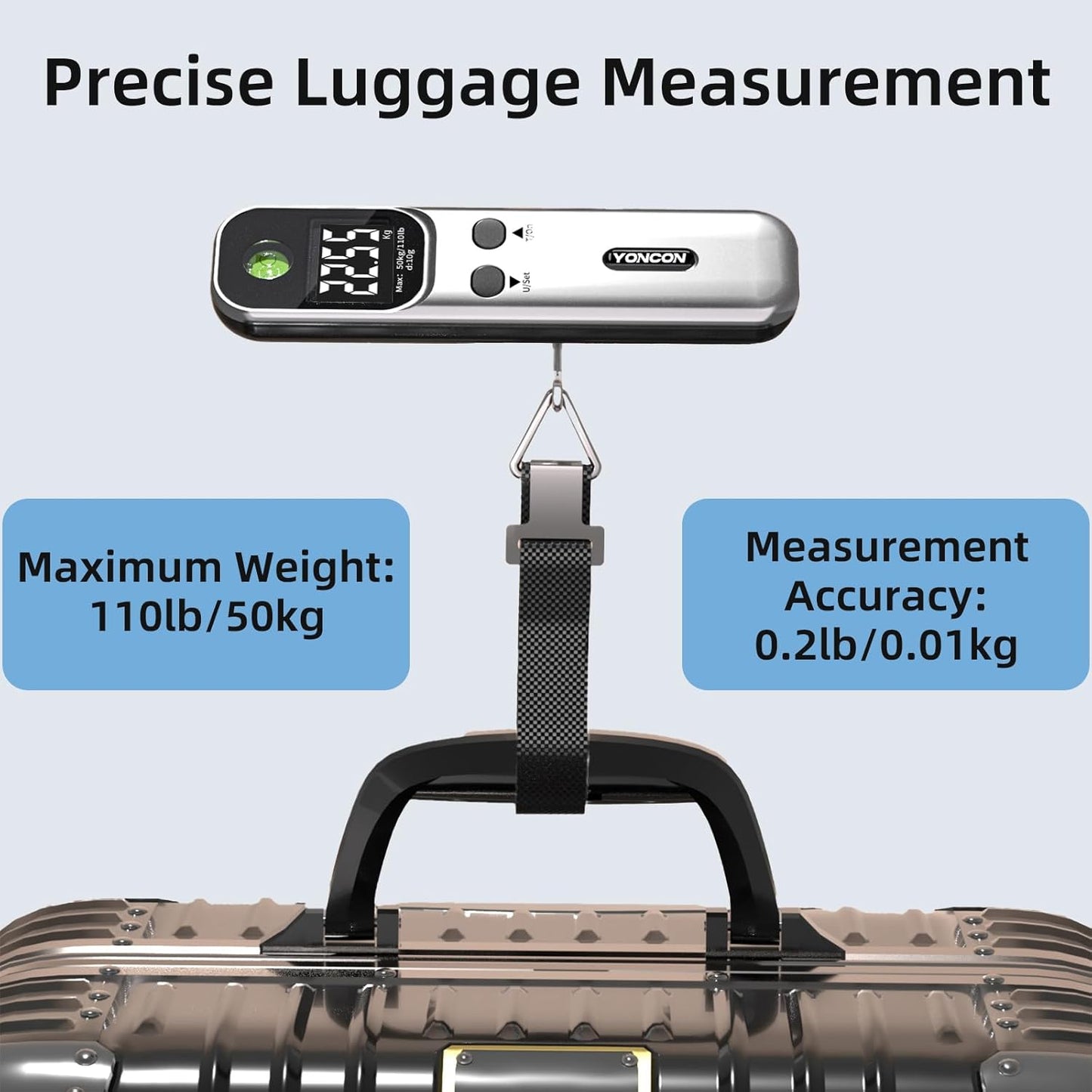 Digital Luggage Scale – 110lb Portable Suitcase Weight Scale with Backlit LCD, Tare Function, Travel Essentials for Airline Luggage, Backpacks, Outdoor Gear and Shipping Packages