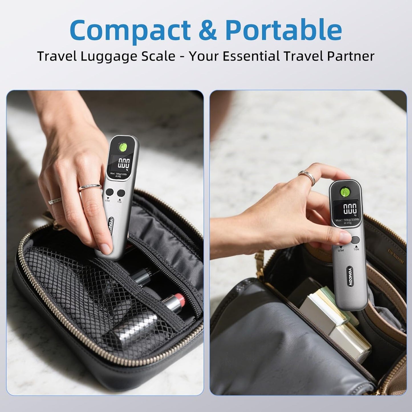 Digital Luggage Scale – 110lb Portable Suitcase Weight Scale with Backlit LCD, Tare Function, Travel Essentials for Airline Luggage, Backpacks, Outdoor Gear and Shipping Packages