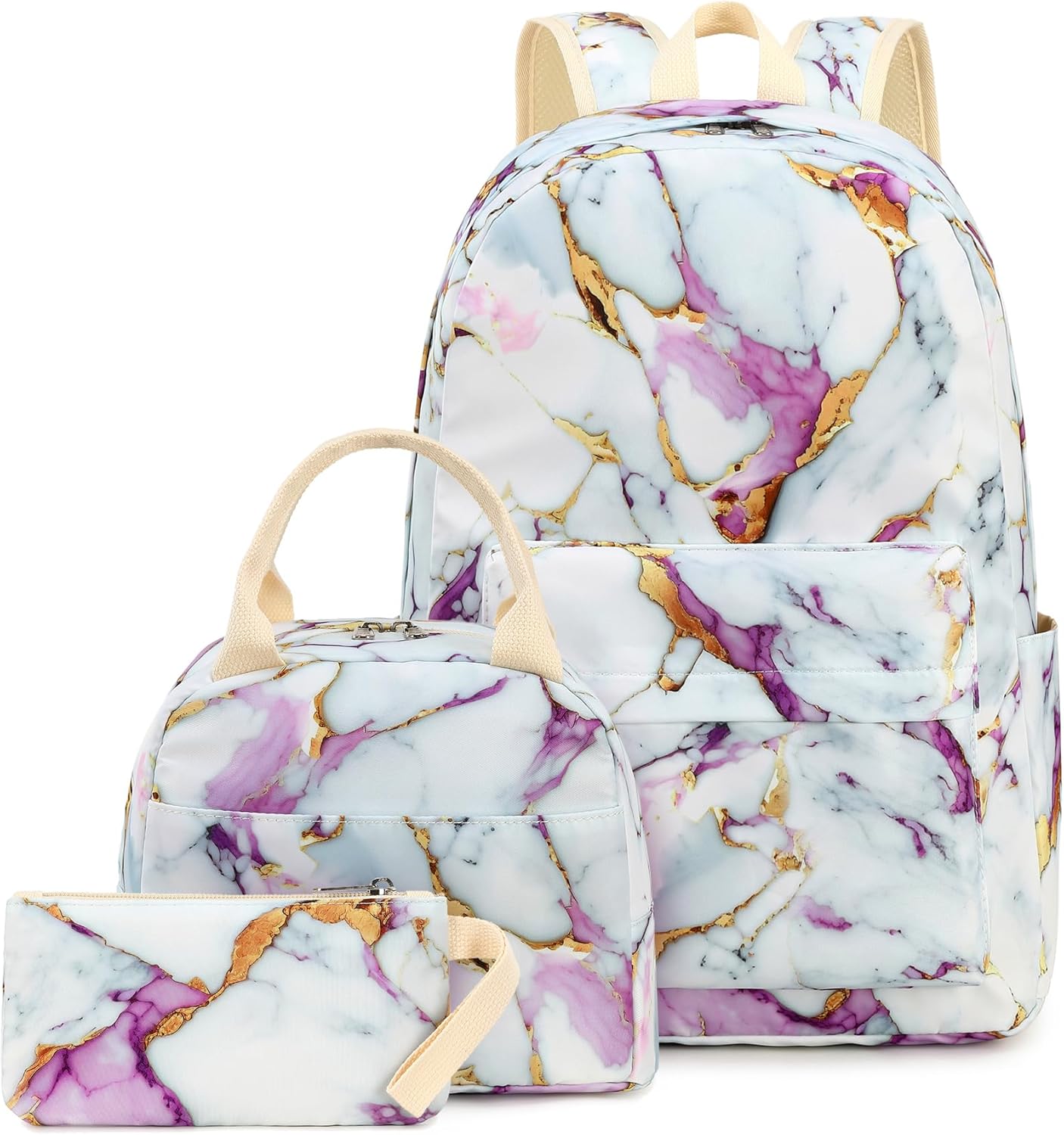 LEDAOU Backpack for Girls School Bag Kids Bookbag Teen Backpack Set Daypack with Lunch Bag and Pencil Case