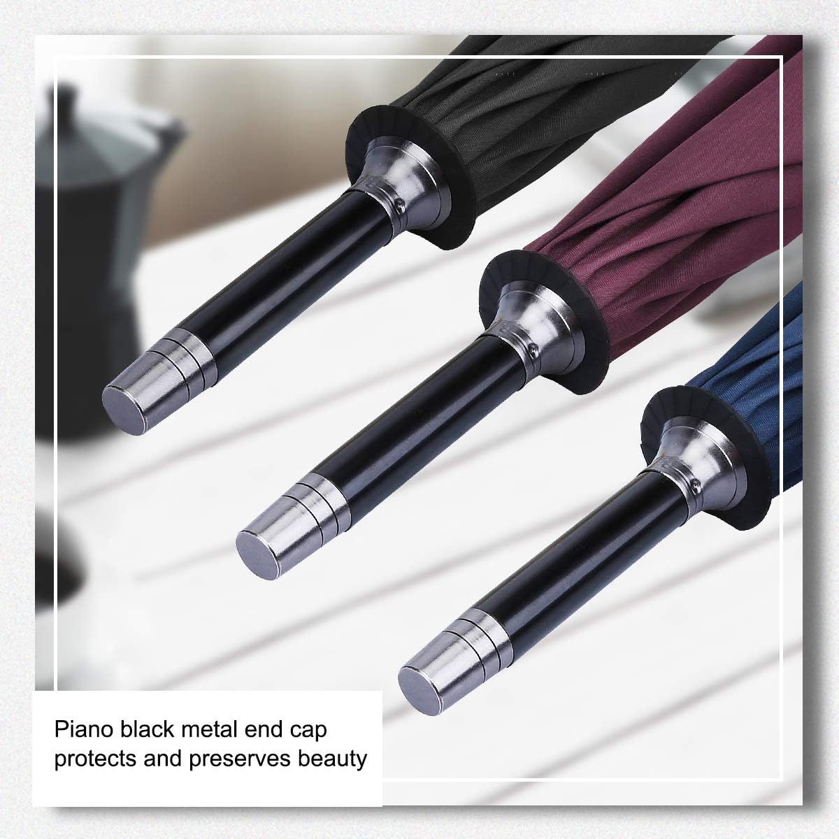 G4Free 52/62inch Wooden J Handle Golf Umbrella Windproof UV Protection Classic Stick Wedding Cane Umbrellas, Auto Open Cane Hook Handle