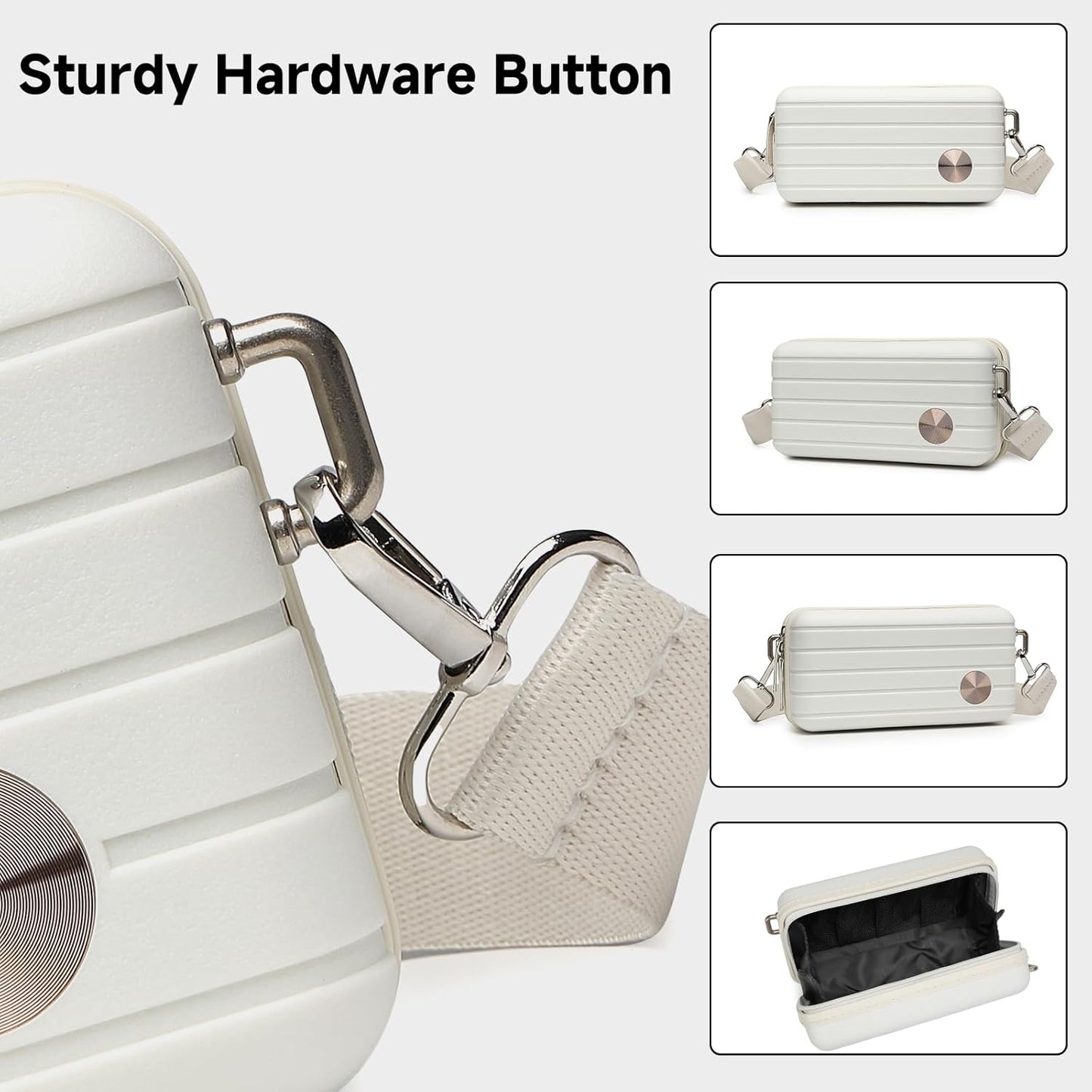 Somago Hard Shell Suitcase Handbag with Adjustable Strap Mini Cosmetic Handbag Cell Phone Purse Bag for 6.9" Shoulder Bag(Creamy White)