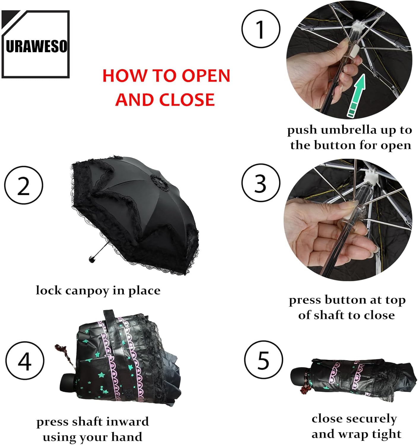 Vintage Lace Parasol Gothic Lolita Umbrella UV Sun Protection Witch Cosplay Photoshoot Props Party Decoration