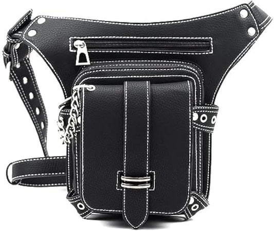 Leather Waist Pack Drop Leg Bag for Men Women Belt Bumbag Multi-Purpose Motorcycle Bike Outdoor Sports Tactical Cycling Riding Hiking Camping Pouch