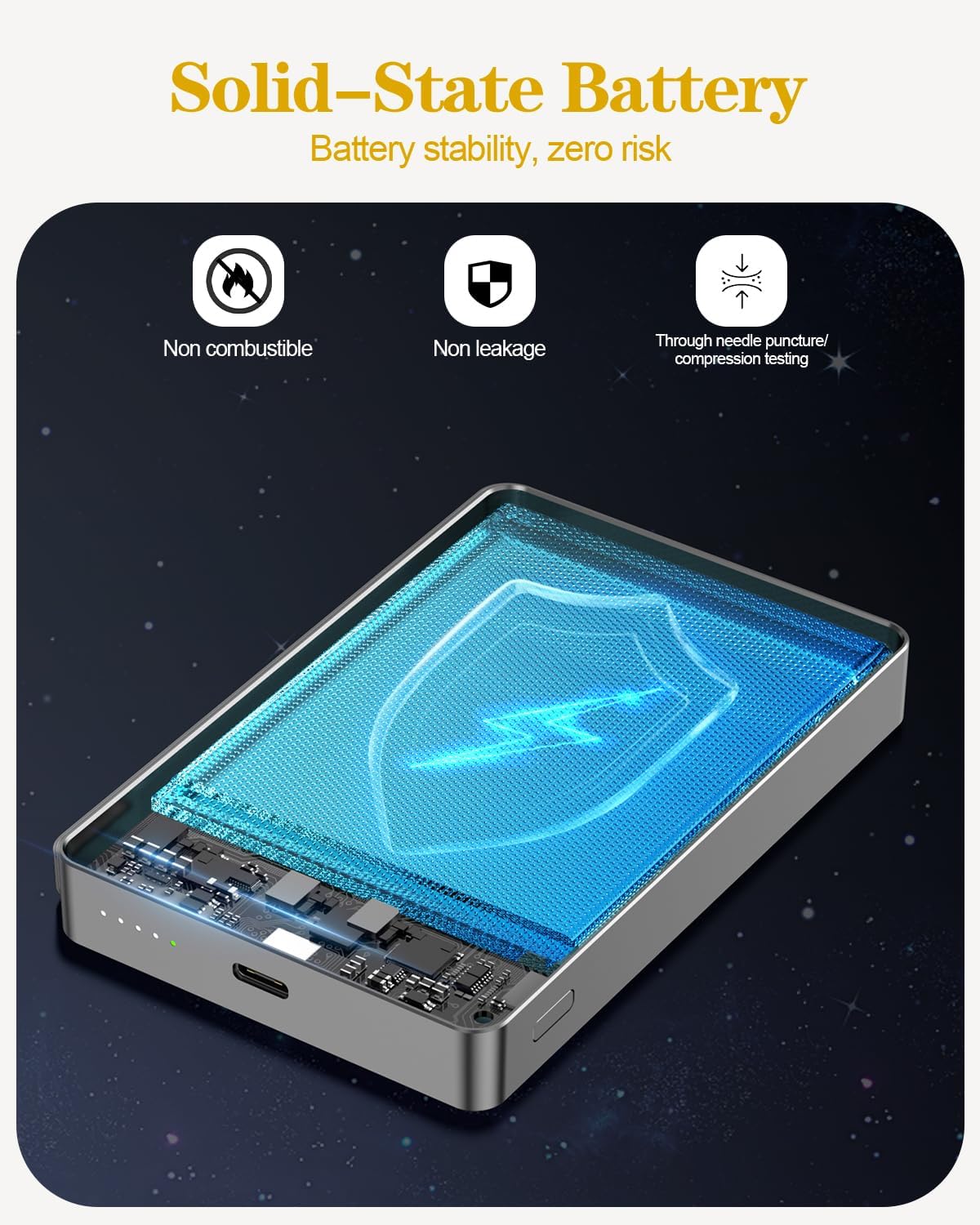 10000mAh Solid State Power Bank, PD 20W Portable Charger, 15W Magnetic Wireless Battery Pack, Compatible with iPhone 17 Pro Max Air/16/15/14/13/12 Series (Black)