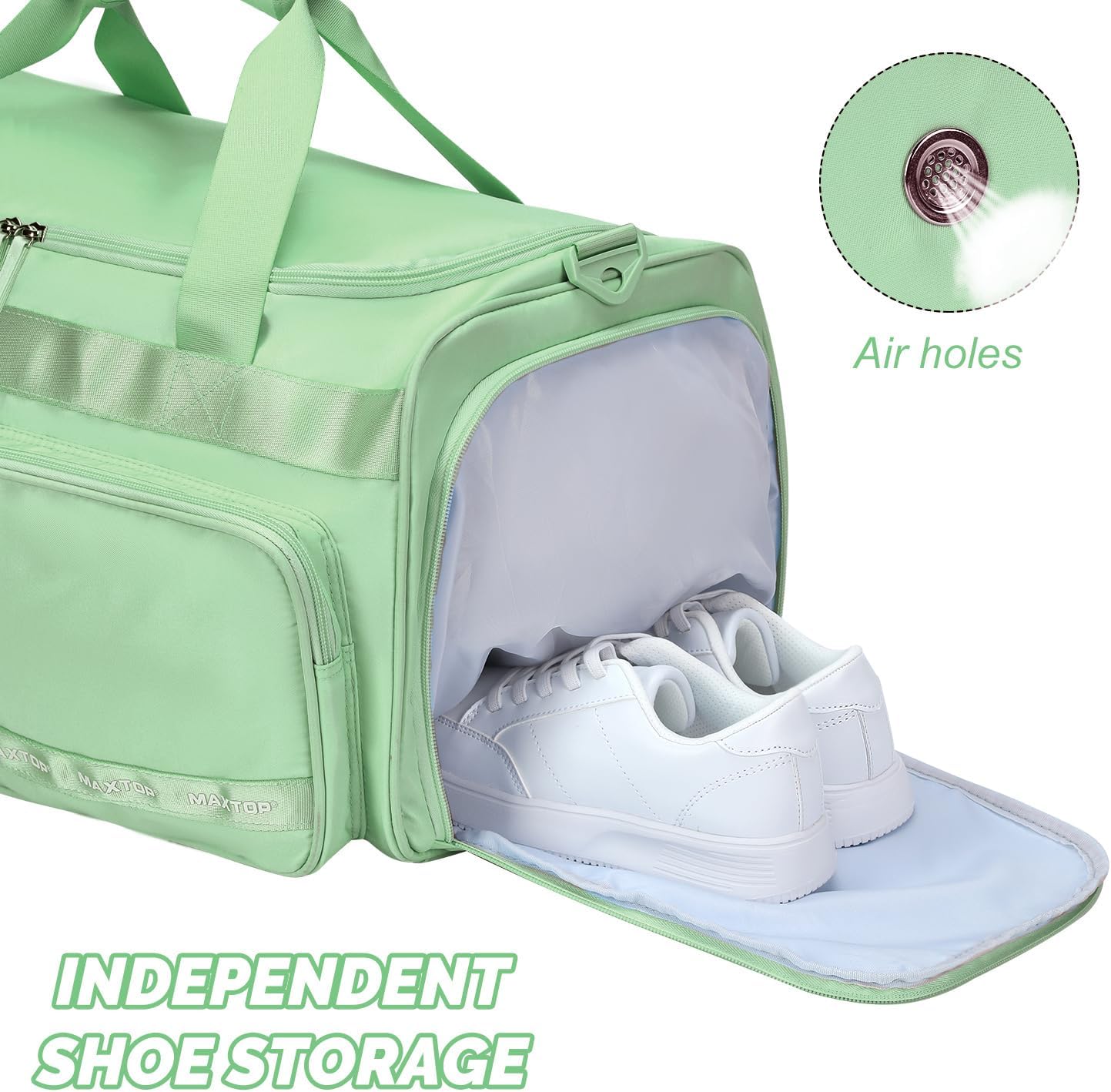 MAXTOP Gym Bag for Women Men Travel Duffle Bag Large Capacity Carry On Weekender Overnight Bag With Shoe Compartment Gym Tote Dry Wet Separation Duffel Bag for Travel