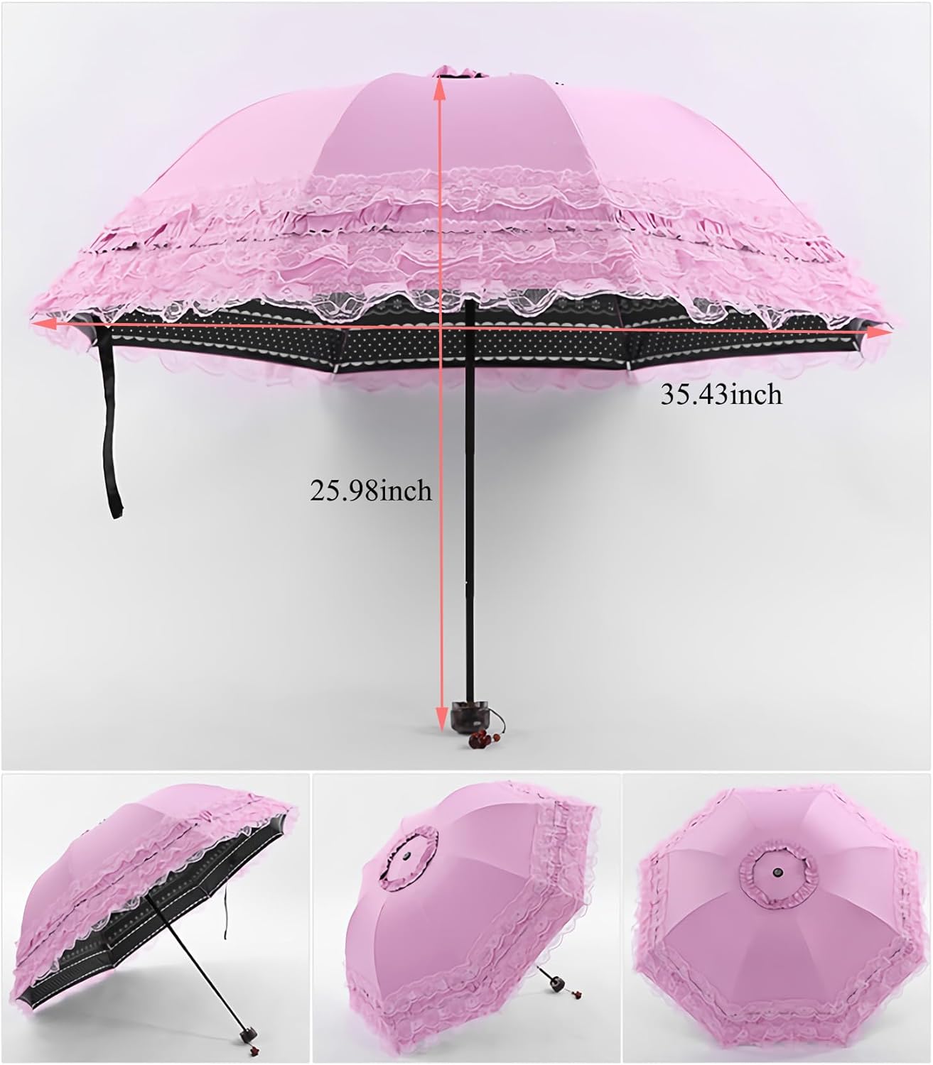 Vintage Lace Parasol Gothic Lolita Umbrella UV Sun Protection Witch Cosplay Photoshoot Props Party Decoration