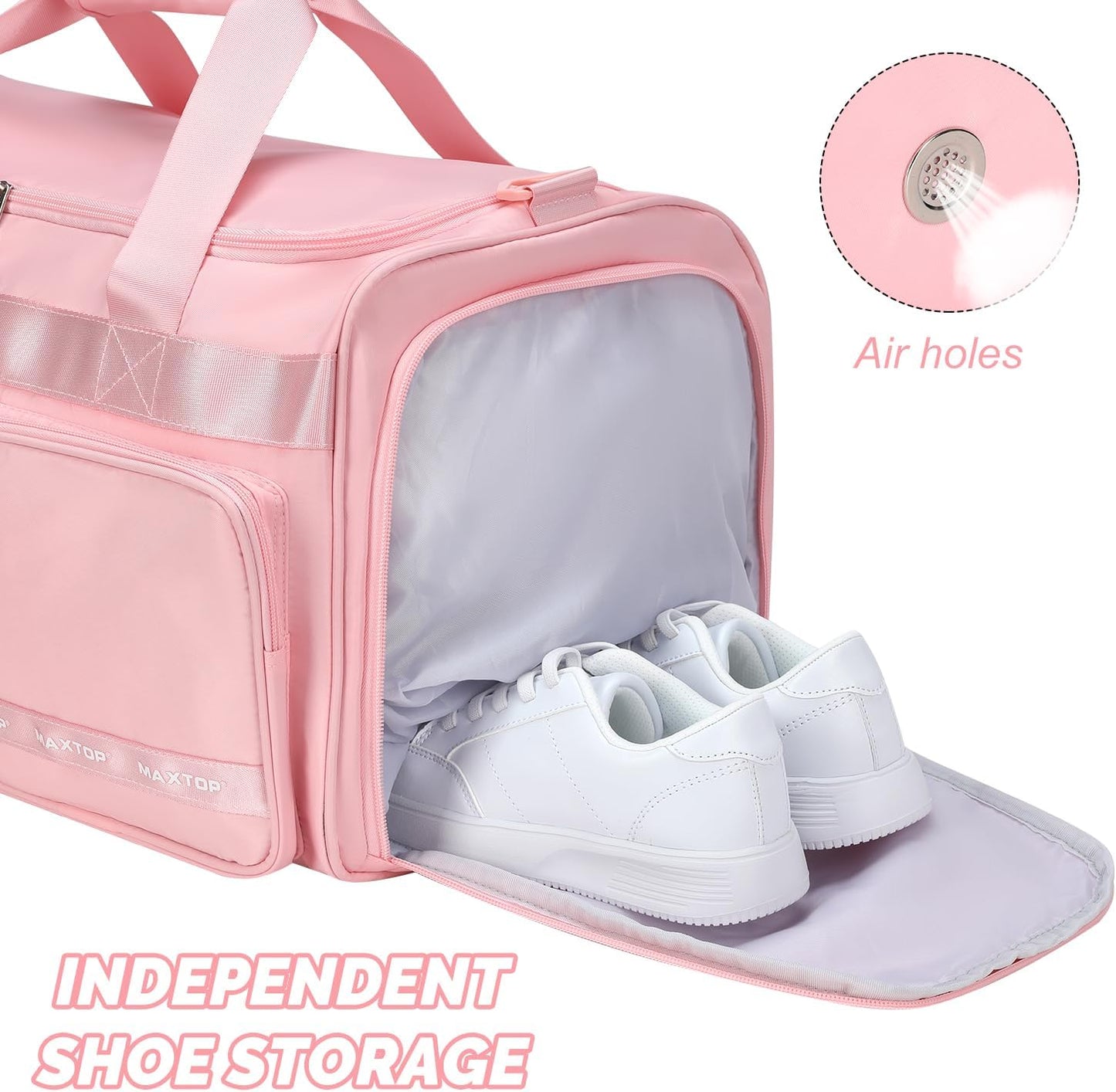 MAXTOP Gym Bag for Women Men Travel Duffle Bag Large Capacity Carry On Weekender Overnight Bag With Shoe Compartment Gym Tote Dry Wet Separation Duffel Bag for Travel