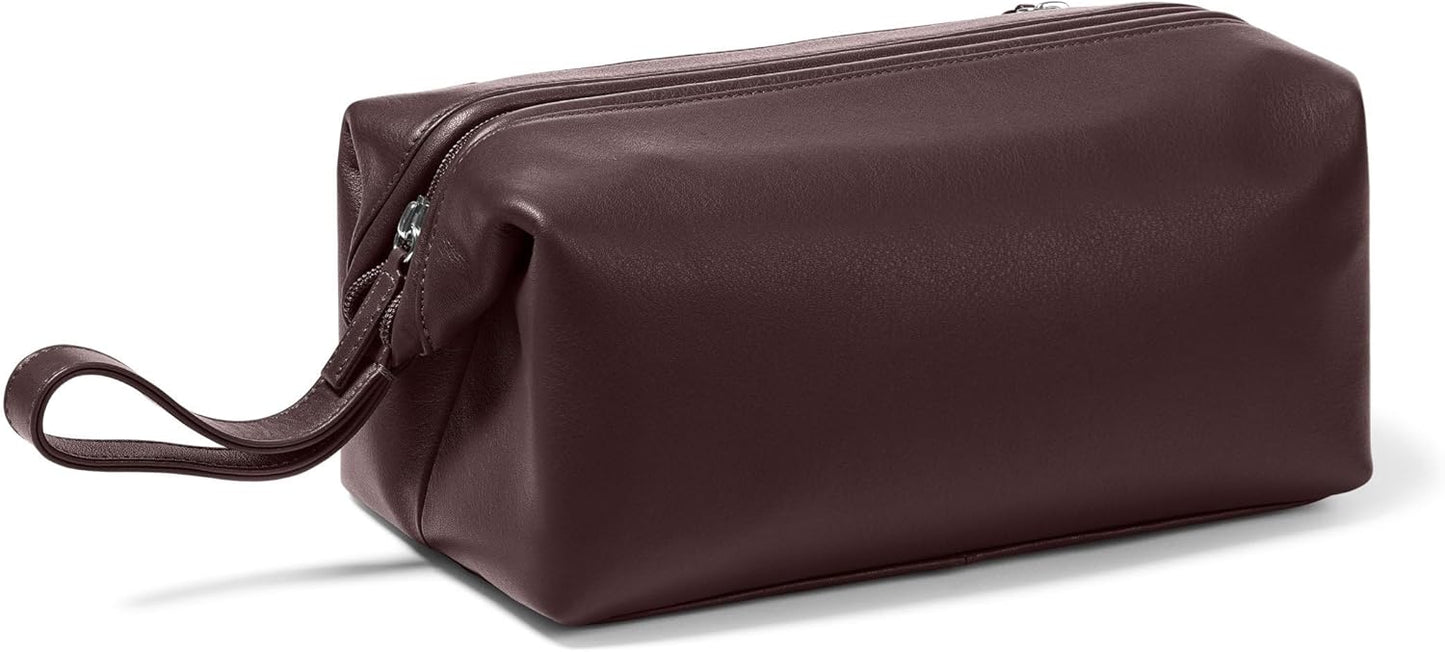 Leatherology Brown Framed Toiletry Bag - Wide-mouth zippered opening, interior and exterior zippered compartments, compact and functional