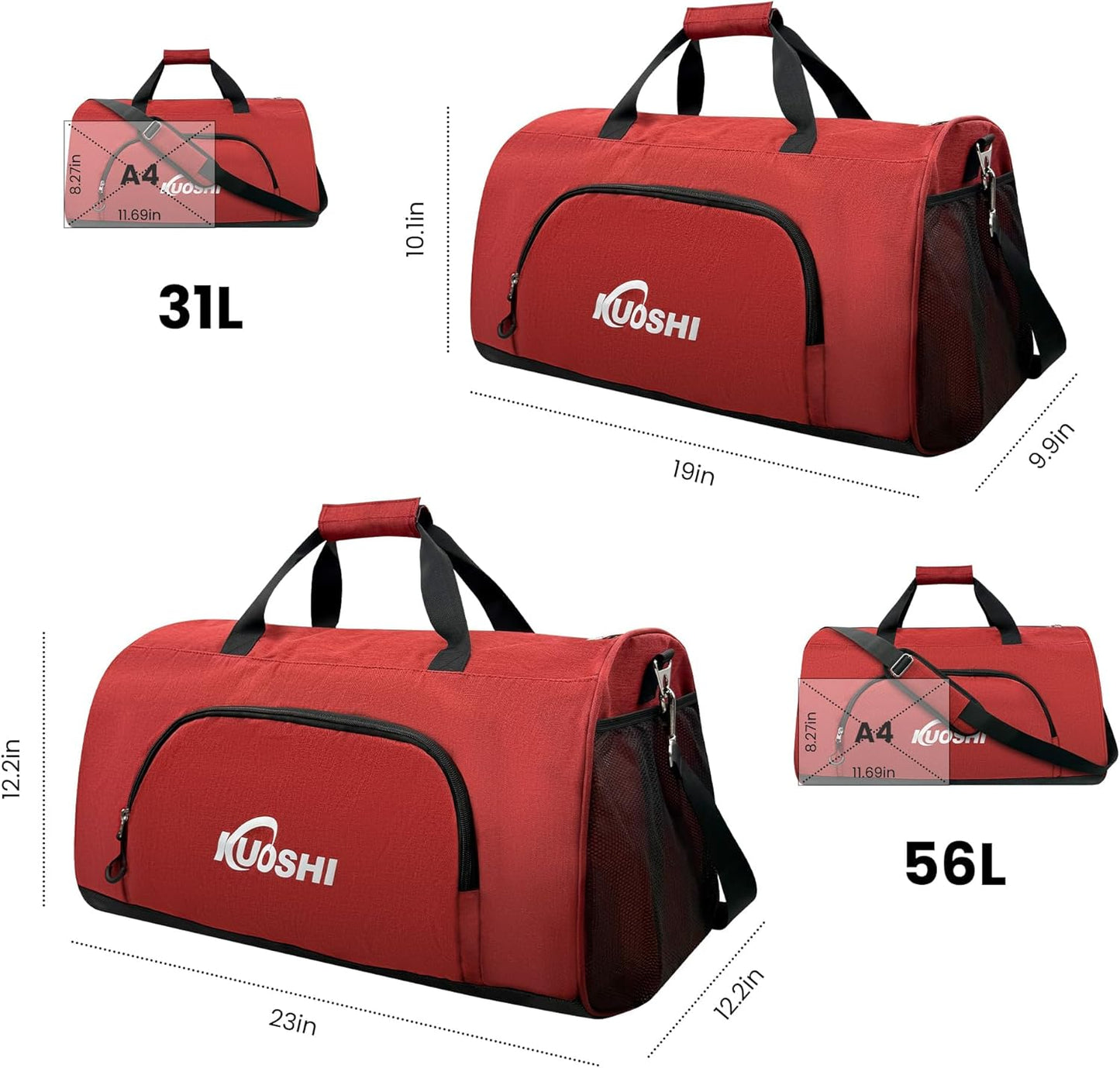 Gym Duffle Bag for Men & Women Water-Resistant-Sports Travel Bag with Ventilated Shoe Compartment & Wet Pocket, 31L Large Weekender Overnight Bag