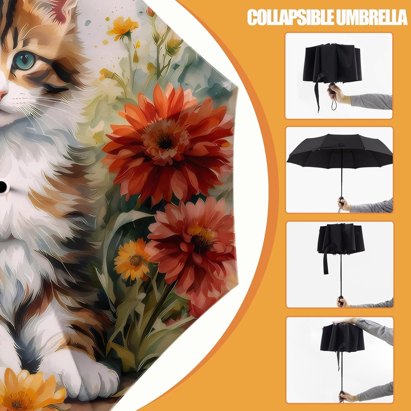 Small Compact Travel Automatic Folding Umbrella for Women, Portable Lightweight, Rain, Wind, UV Sun Shade