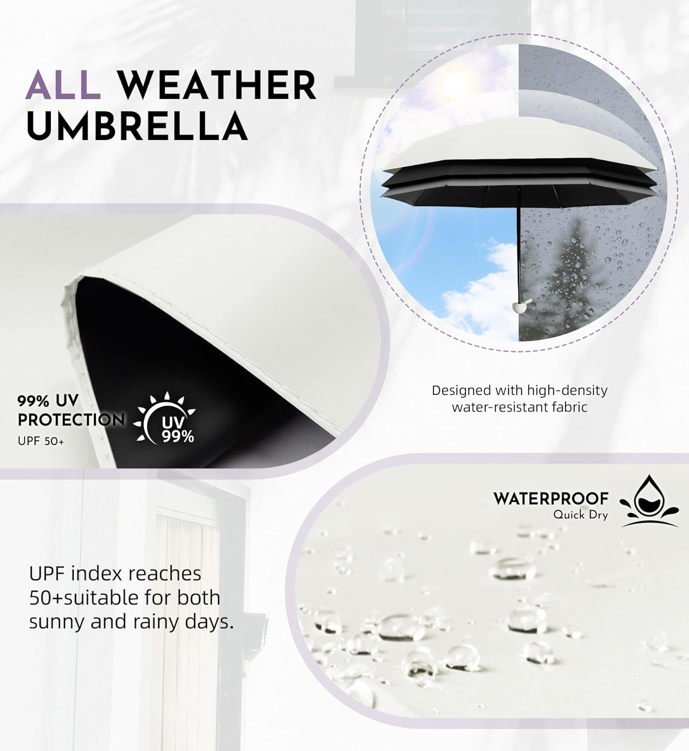 Travel Mini Umbrella Compact Small & Lightweight, UV Rain Protection, Pocket-Sized Folding Umbrellas with Quickdraw & Case for Men Women & Kids Backpack