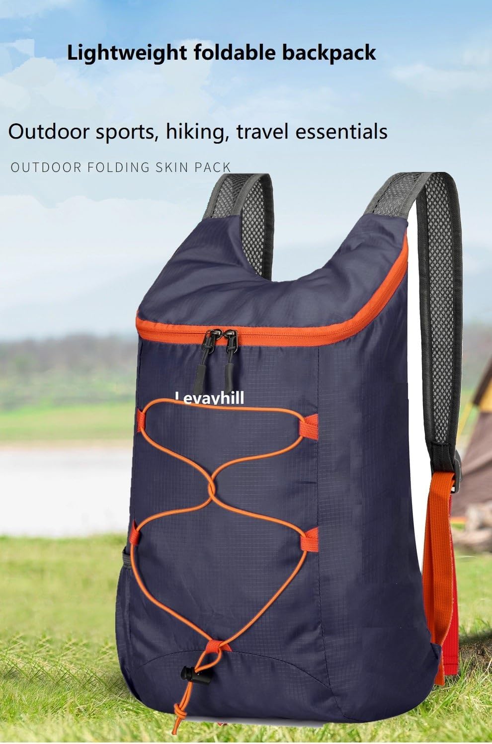 16L Lightweight Foldable Hiking-Backpack Small Packable-Daypack For Travel,Ultralight Water-Resistant Gym Bag Men Women Easy Carry-on (Dark Blue)