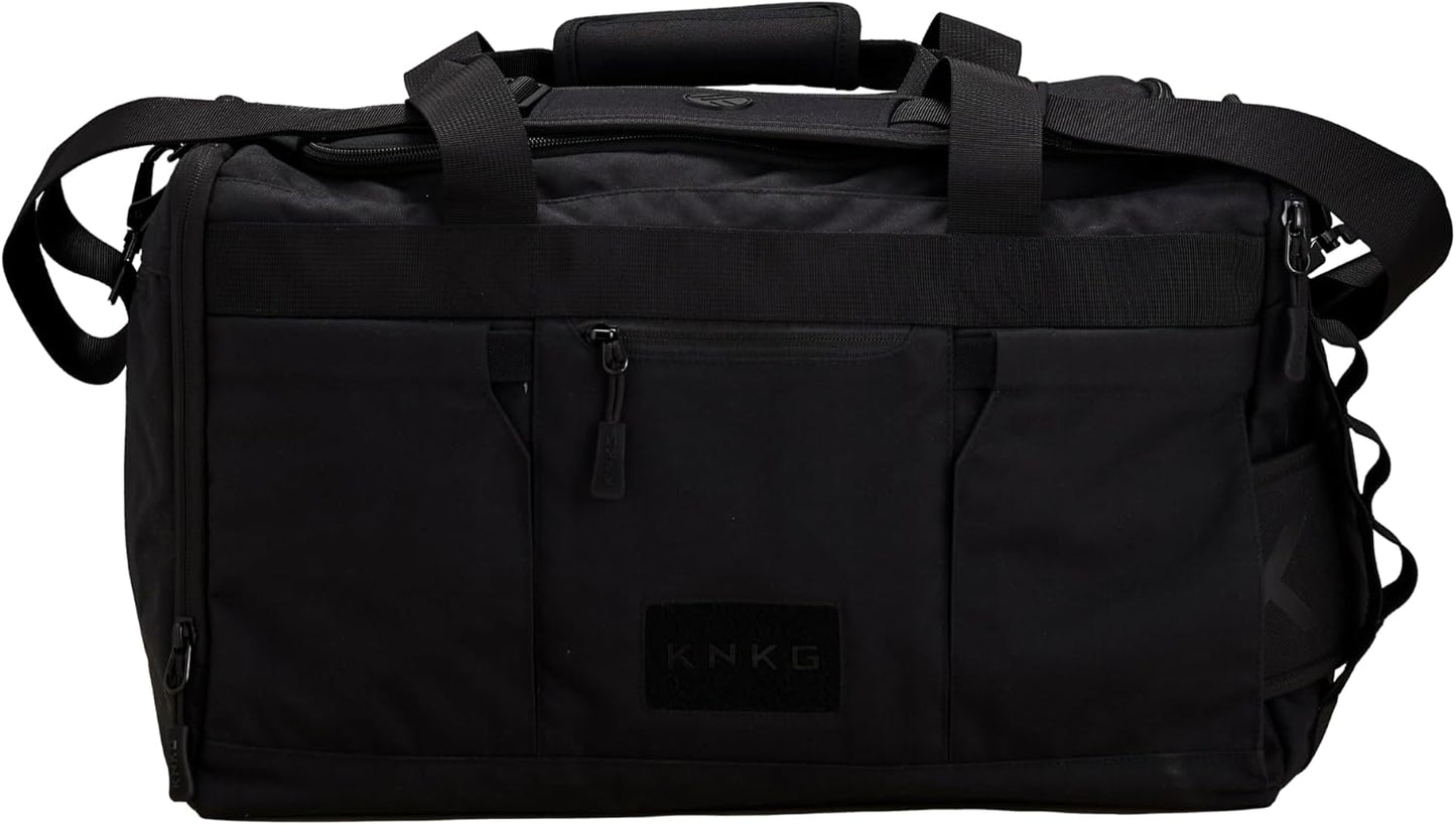 KNKG CORE Duffel Medium 35L - Gym Bag with Lifting Belt Attachment - Durable 500D Nylon, YKK Zippers - Black
