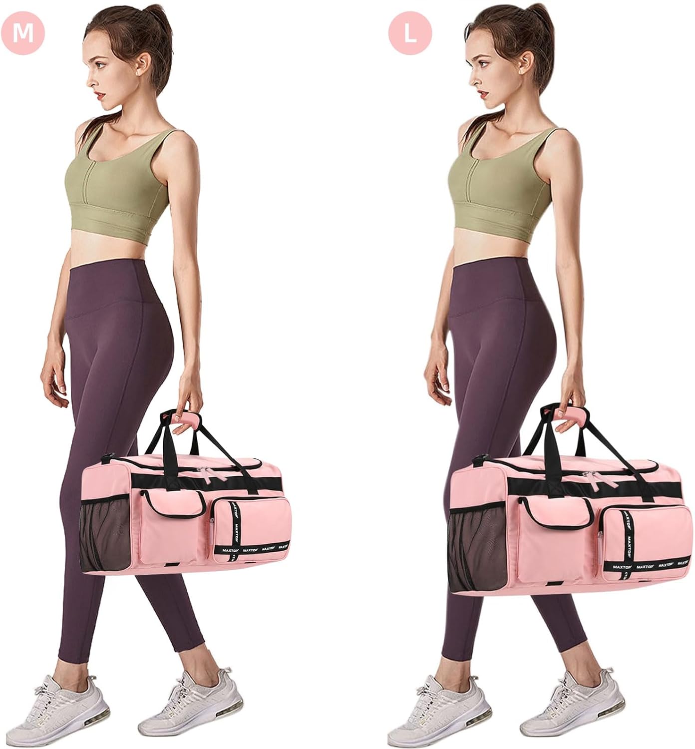 MAXTOP Gym Bag for Women Men Travel Duffle Bag Large Capacity Carry On Weekender Overnight Bag With Shoe Compartment Gym Tote Dry Wet Separation Duffel Bag for Travel