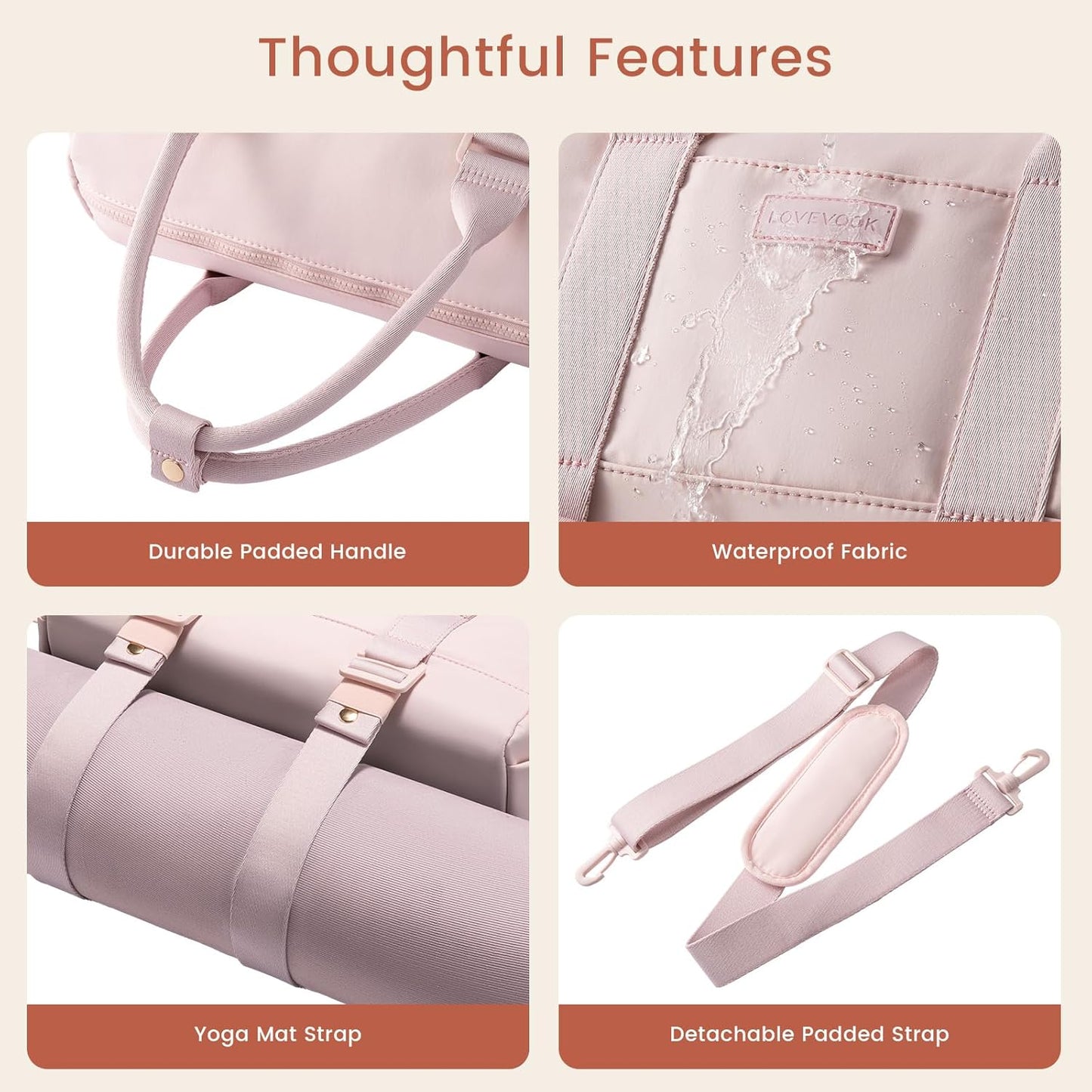 LOVEVOOK Small Gym Bag for Women with Yoga mat Holder, Mini Duffle Bag for Travel with Wet Pocket, Overnight Personal Item Bags, Lightweight Carry on Weekender Duffel for Workout, Dance, Ballet