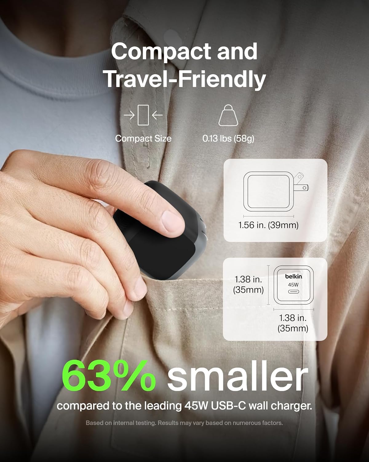 Belkin USB C Charger Block 45W (2 Pack) - USB C Cable Included - PD3.1 PPS Fast Charging - Samsung Galaxy S25, S24, Apple iPhone 17, Air, Pro, Pro Max, Google Pixel 10, Nintendo Switch, etc - Black